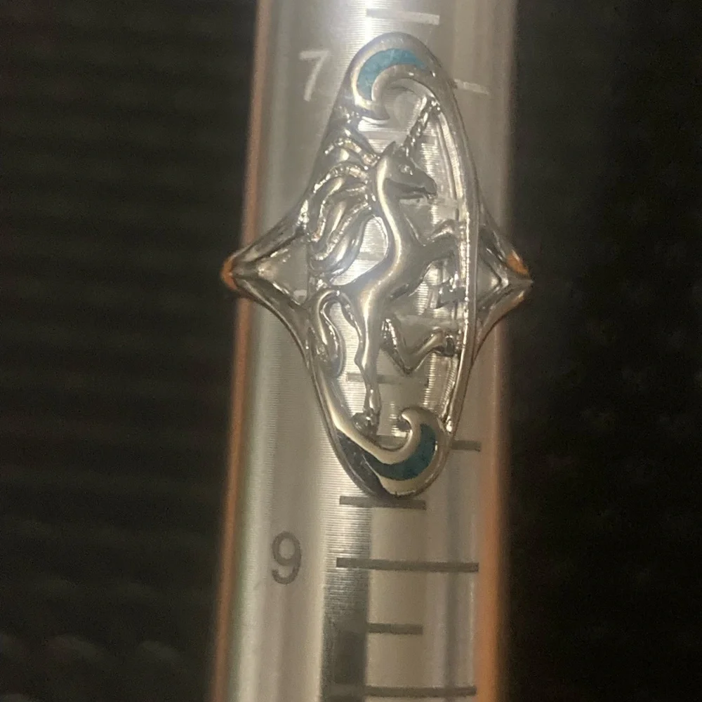 Silver Unicorn Ring 8 - Picture 1 of 4